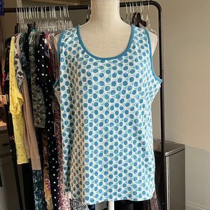 Lands End 100% Cotton Sleeveless Blue Print Top Size XL
